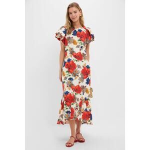 TUCKERNUCK Crimson Poppy Cotton Linen Elodie Dress Size 6 NWT